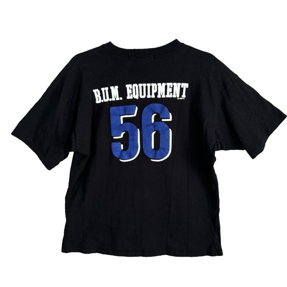 VINTAGE B.U.M. Equipment Shirt Large Black Two Sided Short Sleeve 1992 90s Retro
